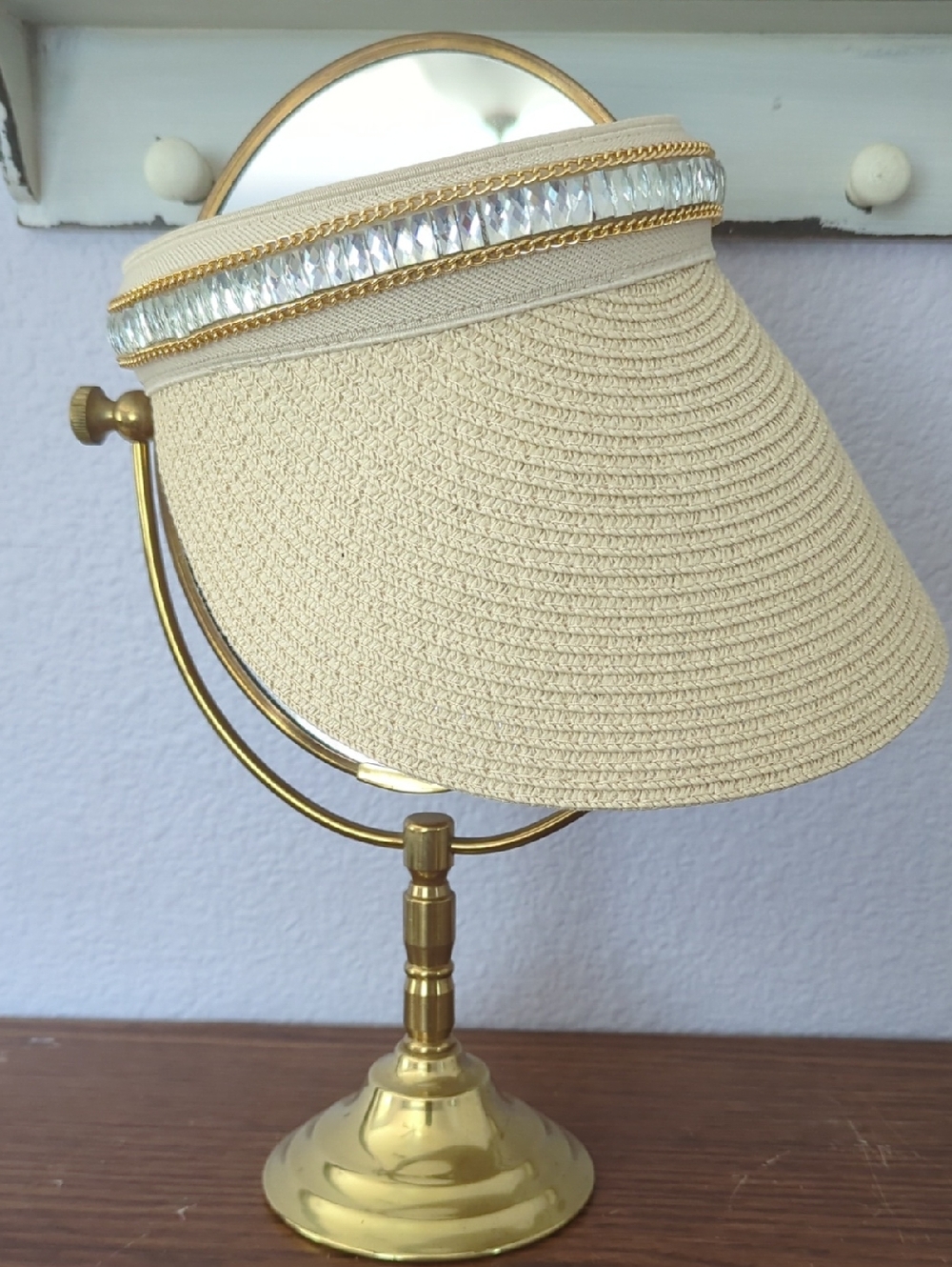 Glam Extended Brim Visor Hat - Beige - Picture 2 of 8